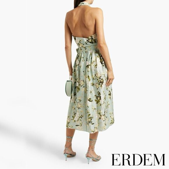 Erdem **NWT** Luna Poplin Cotton Halter Crop Top In Magnolia Garden Mint Green - Picture 5 of 16